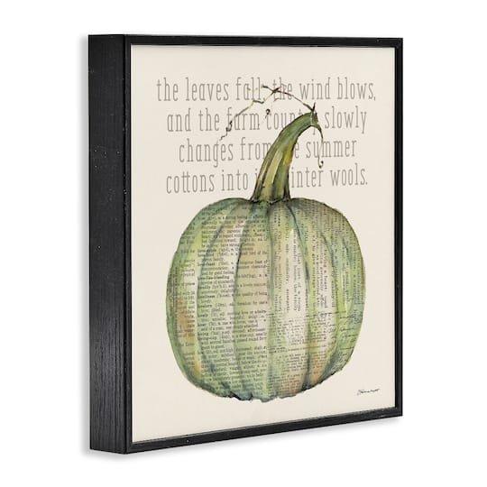 Stupell Industries Leaves Fall Green Pumpkin Framed Giclee Art